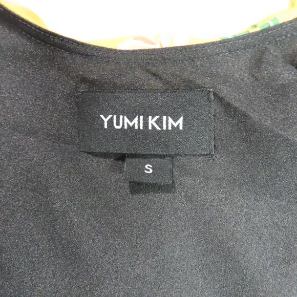 Yumi Kim Black Midnight Magic Nantucket Wrap Dress with Yellow Ruffle Hem Small - Picture 8 of 9